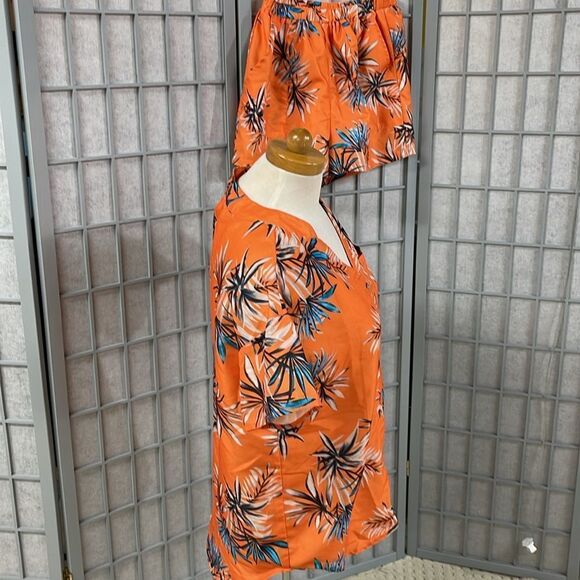 Ekouaer Tropical Orange Button-Up Shirt and Shorts Set, Women’s Small - Picture 5 of 9
